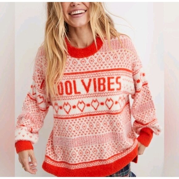Aerie Women's Oversized Long Sleeve Crew Neck Cool Vibes Sweater Size XS - Picture 2 of 15